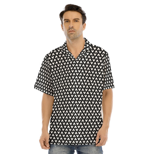 Playful Polka Dot Ears Black - Men's Hawaiian Button Up Shirt