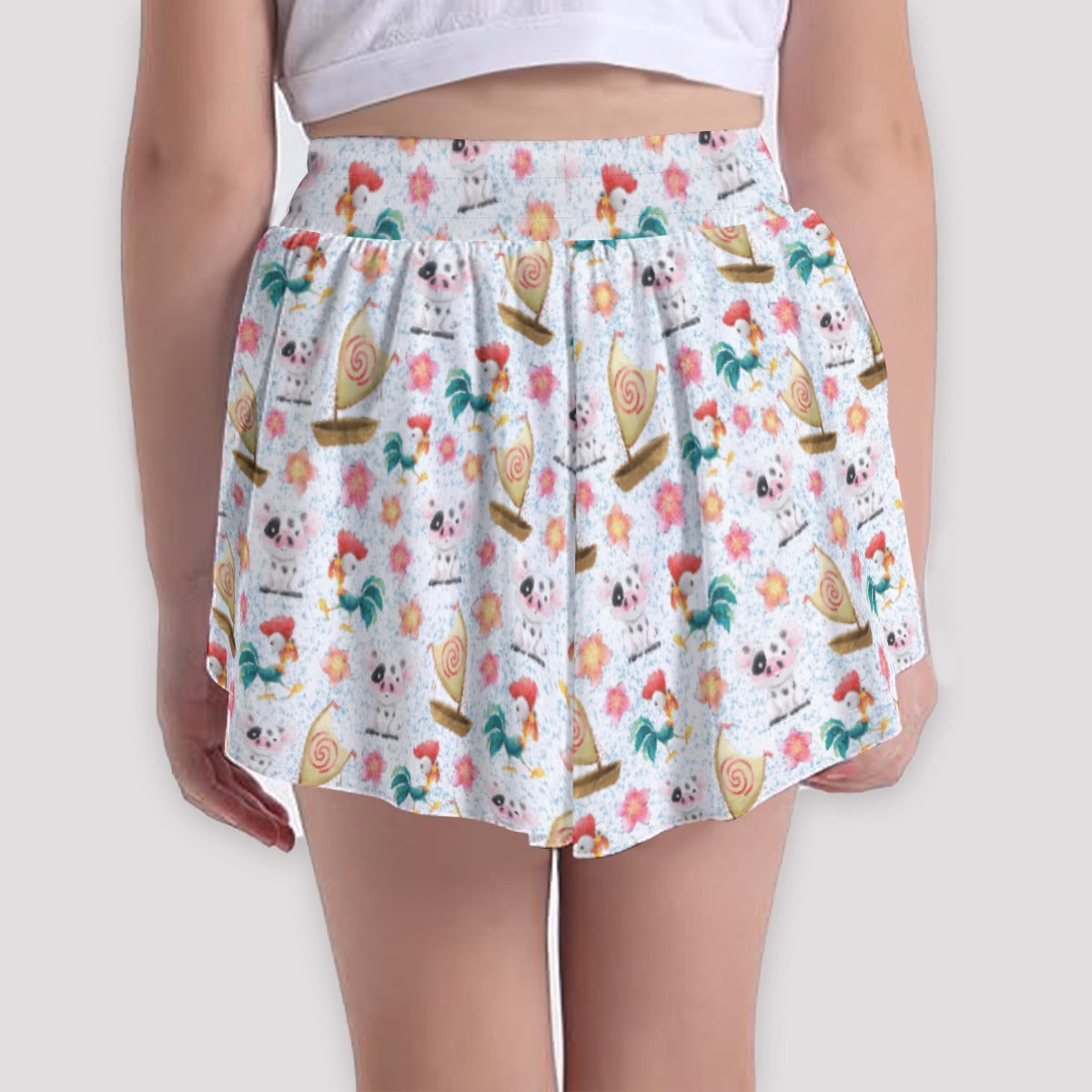 Island Pig & Rooster Duo - Girls’ Flowy Pocket Shorts