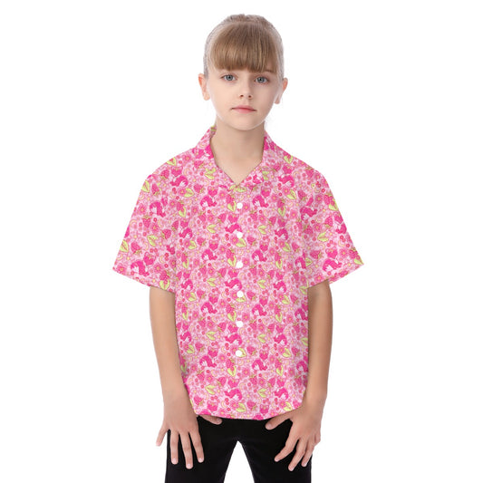 Fruitimals - Raspberry Foxes - Kid's Hawaiian Button Up Shirt