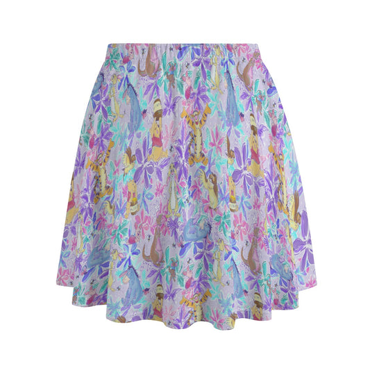 Storybook Friends in Bloom - Women's Pocket Skater Skirt