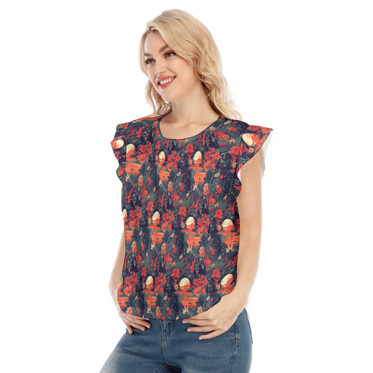 Tropical Dark Side Escape - Women’s Flutter Sleeve Top