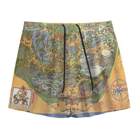 Vintage Theme Park Map- Men’s Pocket Sports Shorts