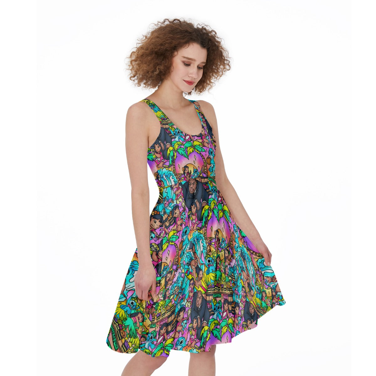Ohana Island Storybook Scenes - Pocket Midi Skater Dress