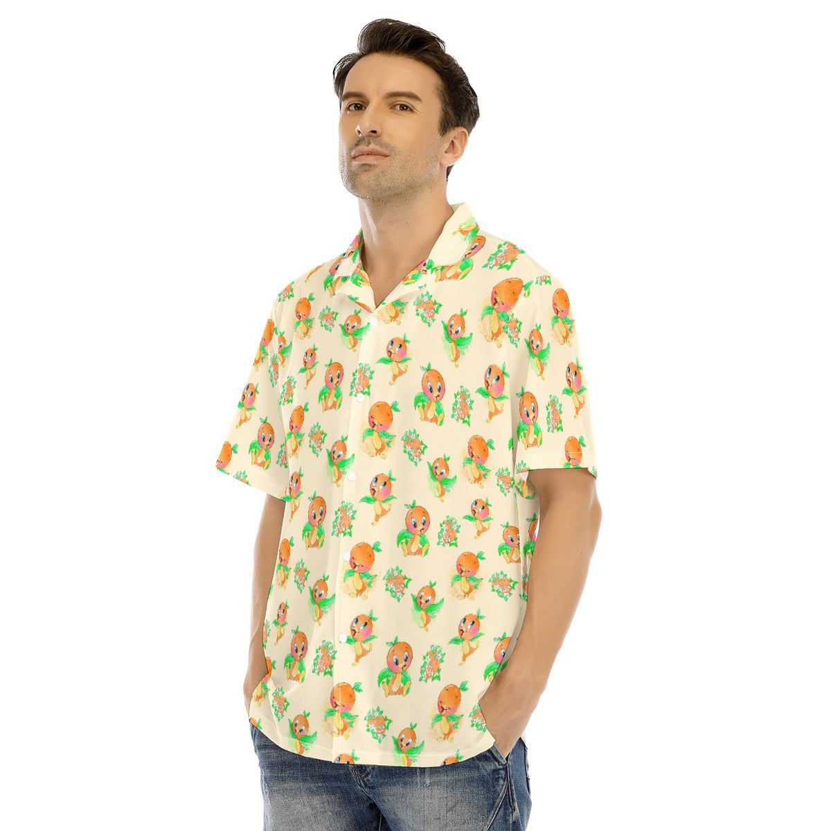 Citrus Charm Bird - Men's Hawaiian Button Up Shirt