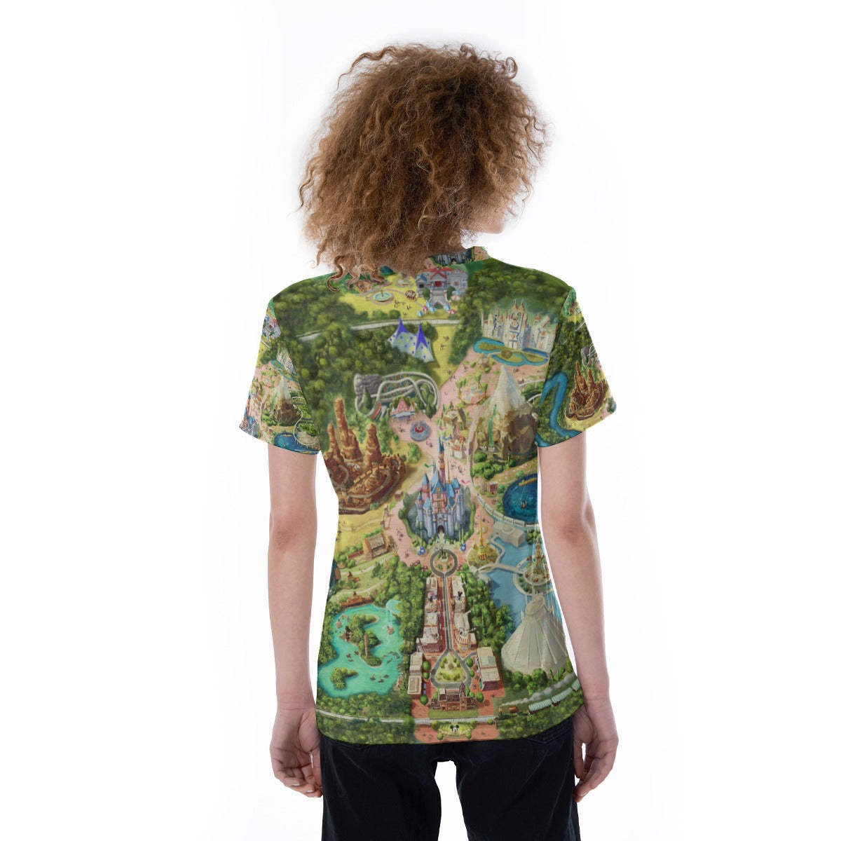 Colorful Theme Park Map - Women's Short Sleeve V-Neck T-Shirt