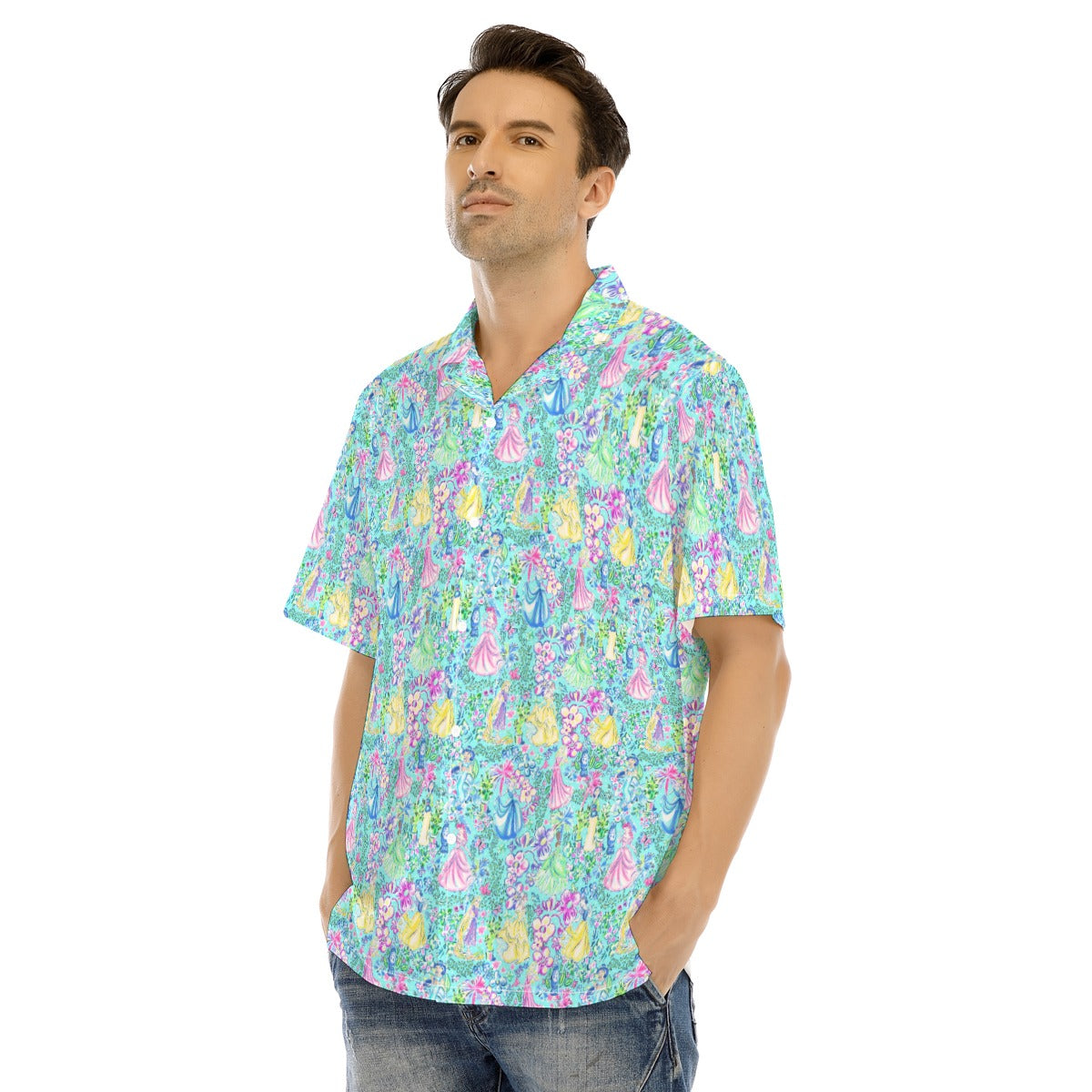 Bright Tropical Princess - Mashup - Men's Hawaiian Button Up Shirt