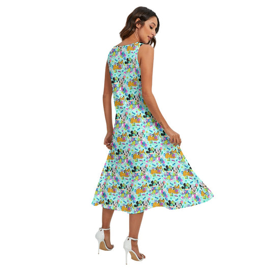 80s Pop Party Pals - Women’s Diagonal Pocket Midi Dress