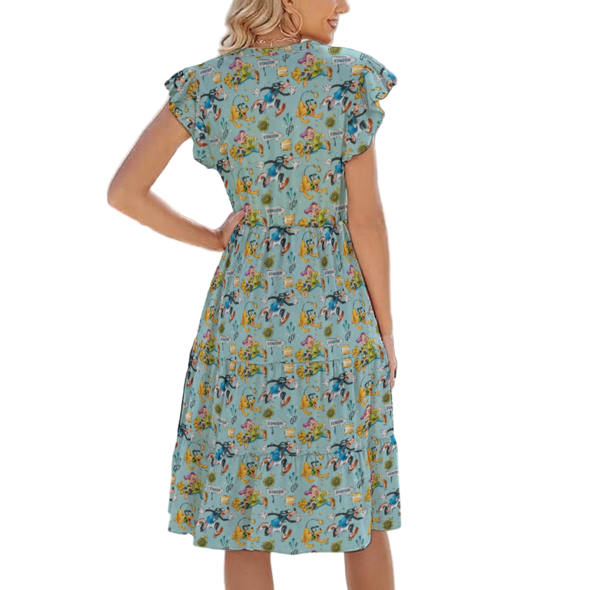 Cheerful Race Day Dashers - Women's Tiered Pocket Midi Dress