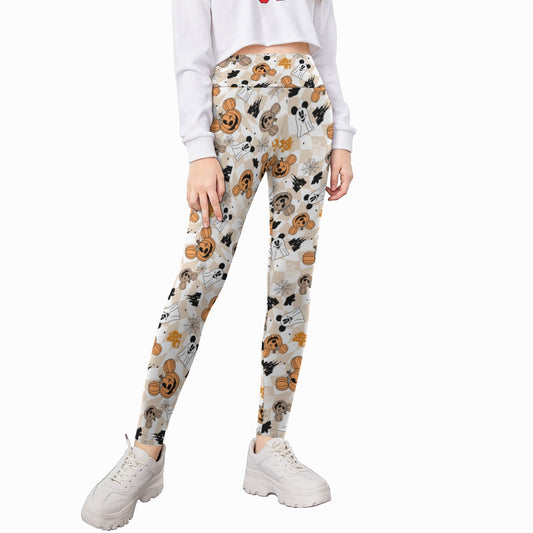 Checkered Halloween Ghosts & Pumpkins - Kid's Leggings