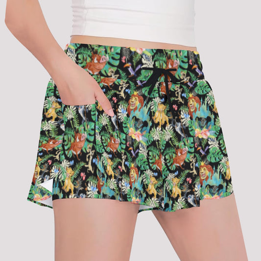 Watercolor Jungle Pride - Girls’ Flowy Pocket Shorts