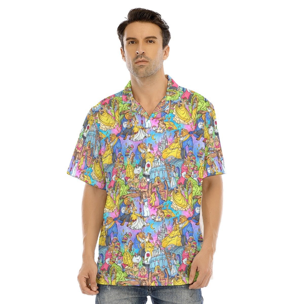 Enchanted Tale Storybook Scenes - Men's Hawaiian Button Up Shirt