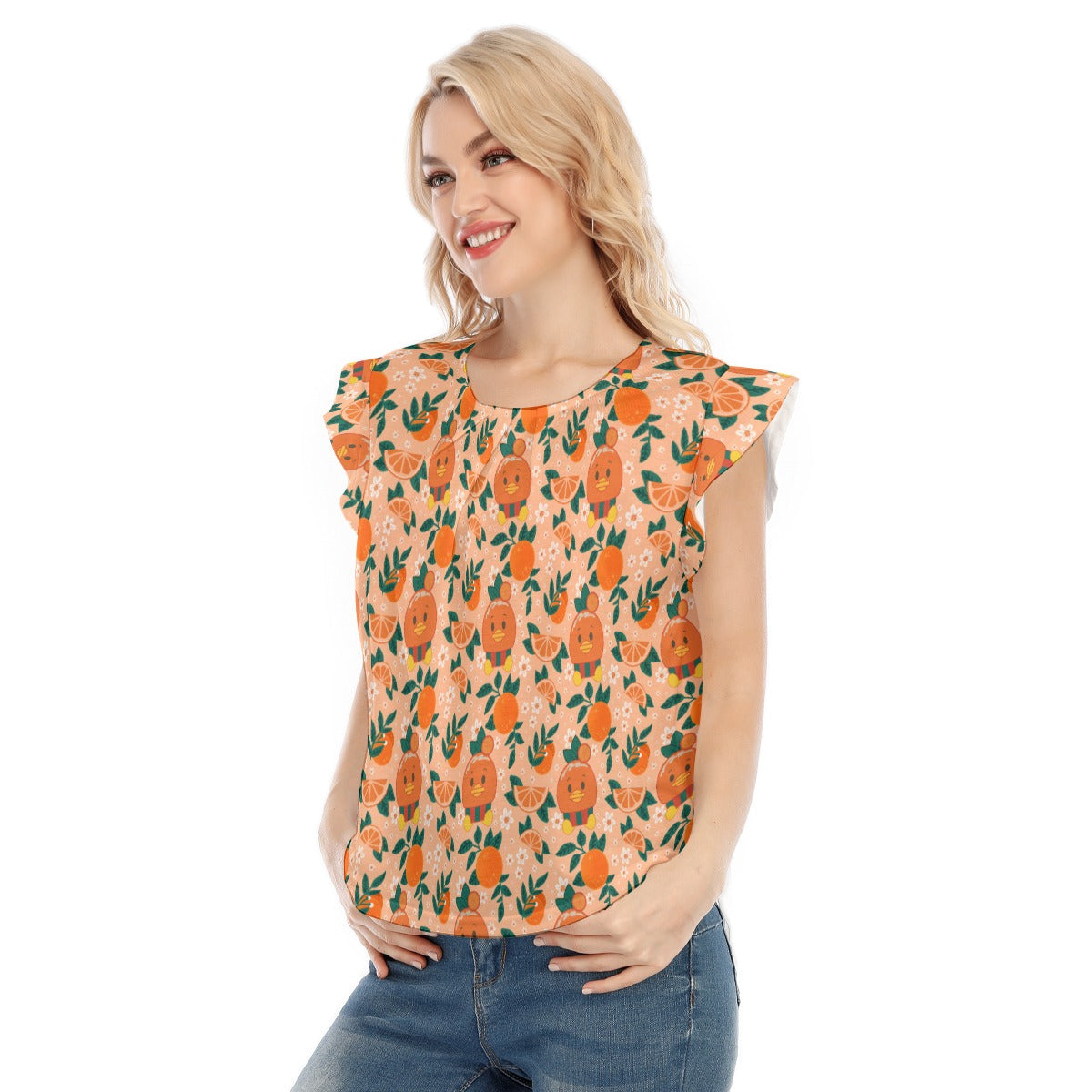 Juicy Citrus Friend - Women’s Flutter Sleeve Top