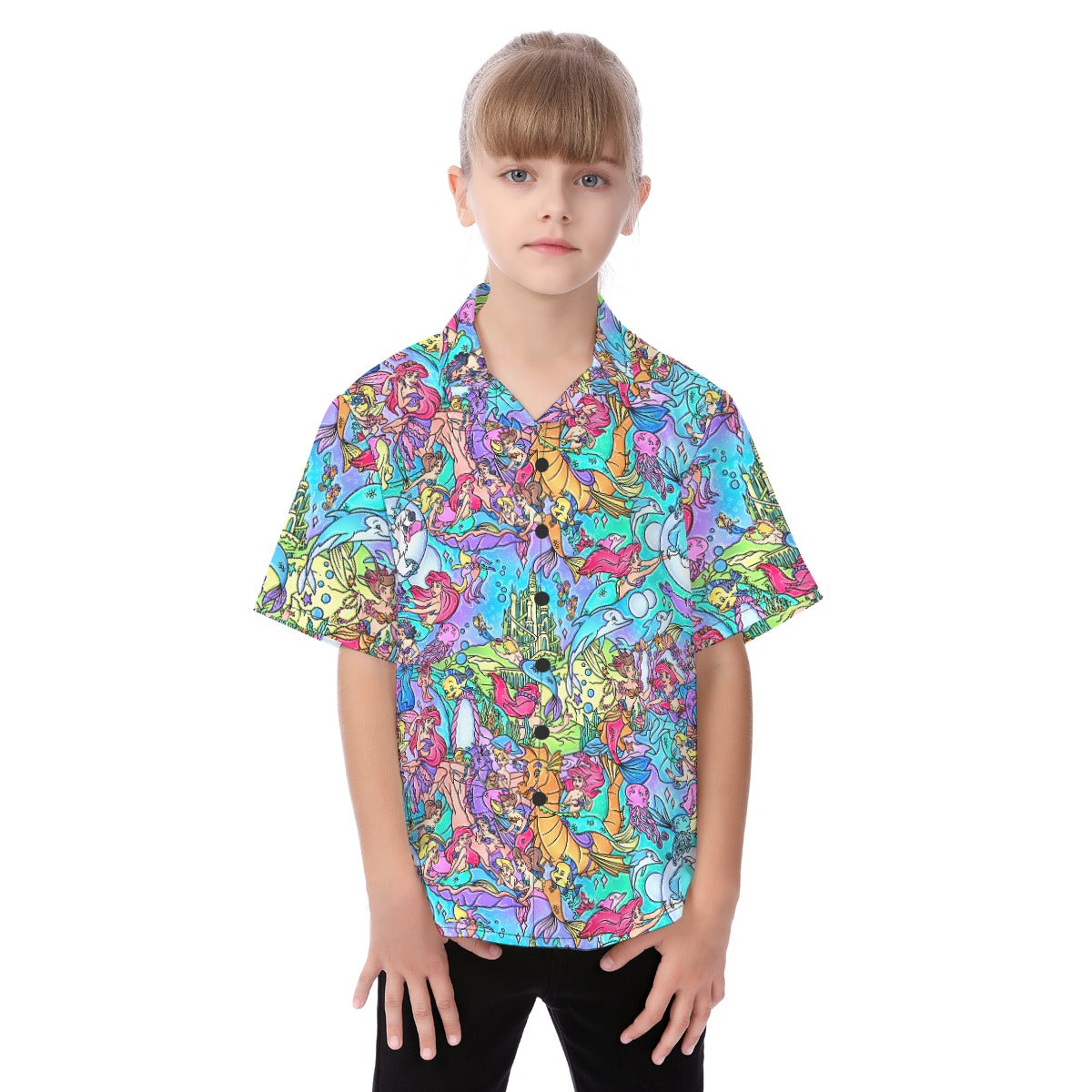 Under the Sea Storybook Scenes - Kid's Hawaiian Button Up Shirt