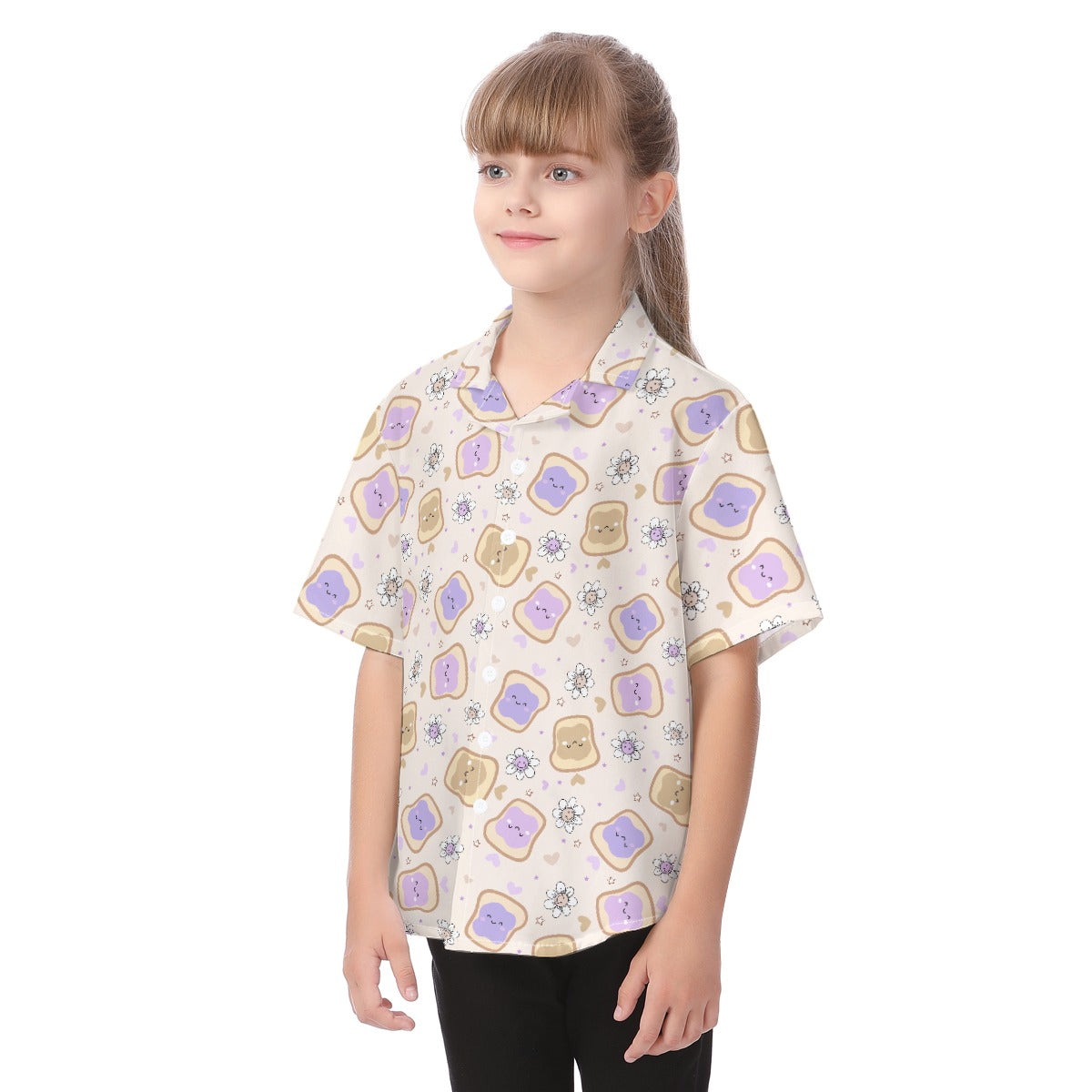 Kawaii Peanut Butter and Jelly Sandwiches - Kid's Hawaiian Button Up Shirt