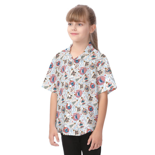 Festive Elf and Ornament Fun - Kid's Hawaiian Button Up Shirt