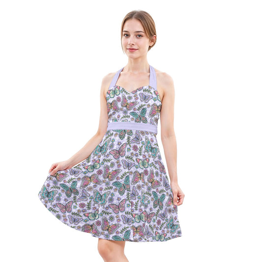 Butterfly Magic - Women's Halter Vintage Pocket Dress