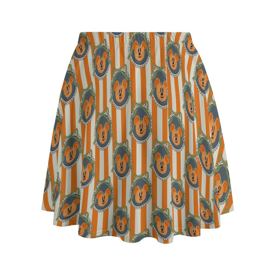 Pumpkin Cameo Stripes - Women's Pocket Skater Skirt