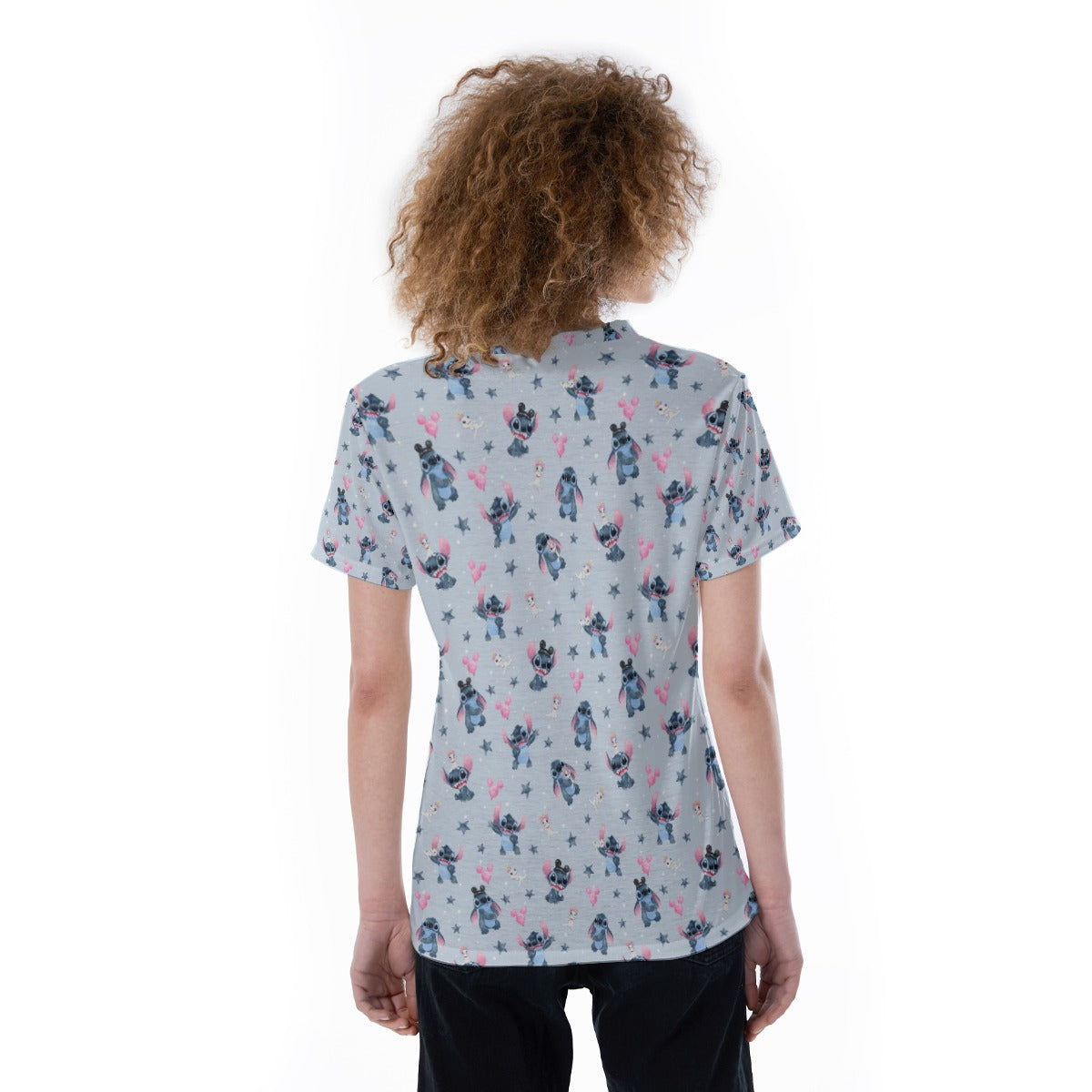 Happy Blue Alien - Women's Short Sleeve V-Neck T-Shirt