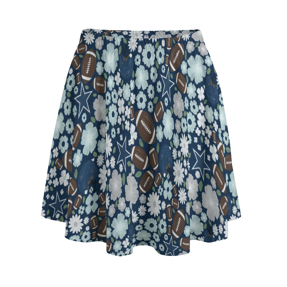 Blue Star Blooms - Women's Pocket Skater Skirt