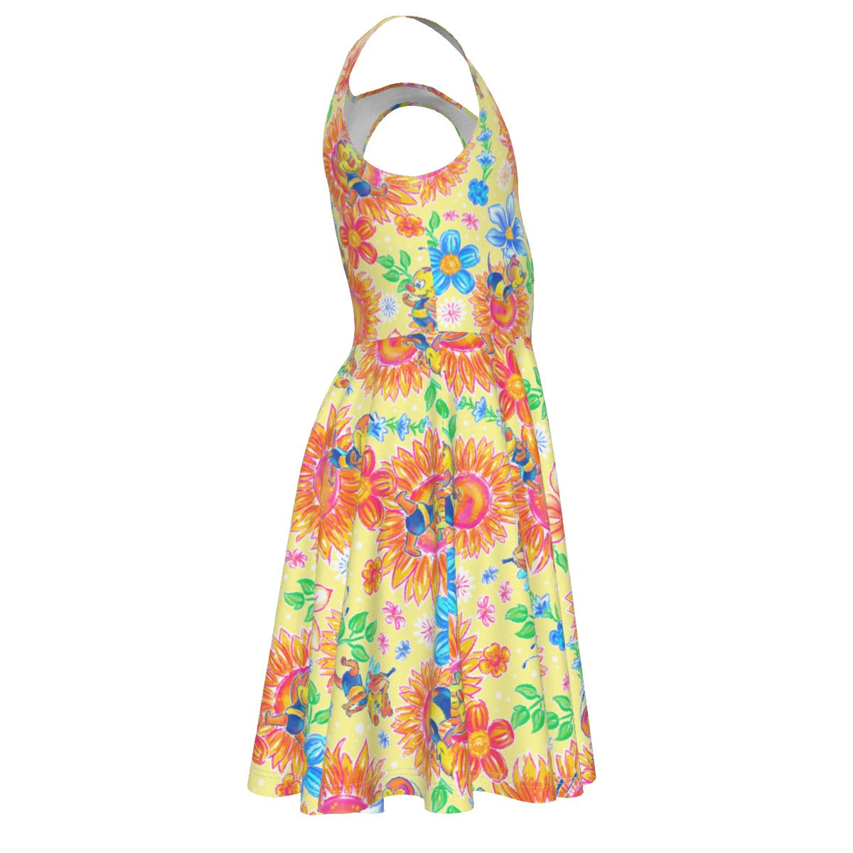 Buzzing Garden Buddy - Kid's Sleeveless Skater Dress