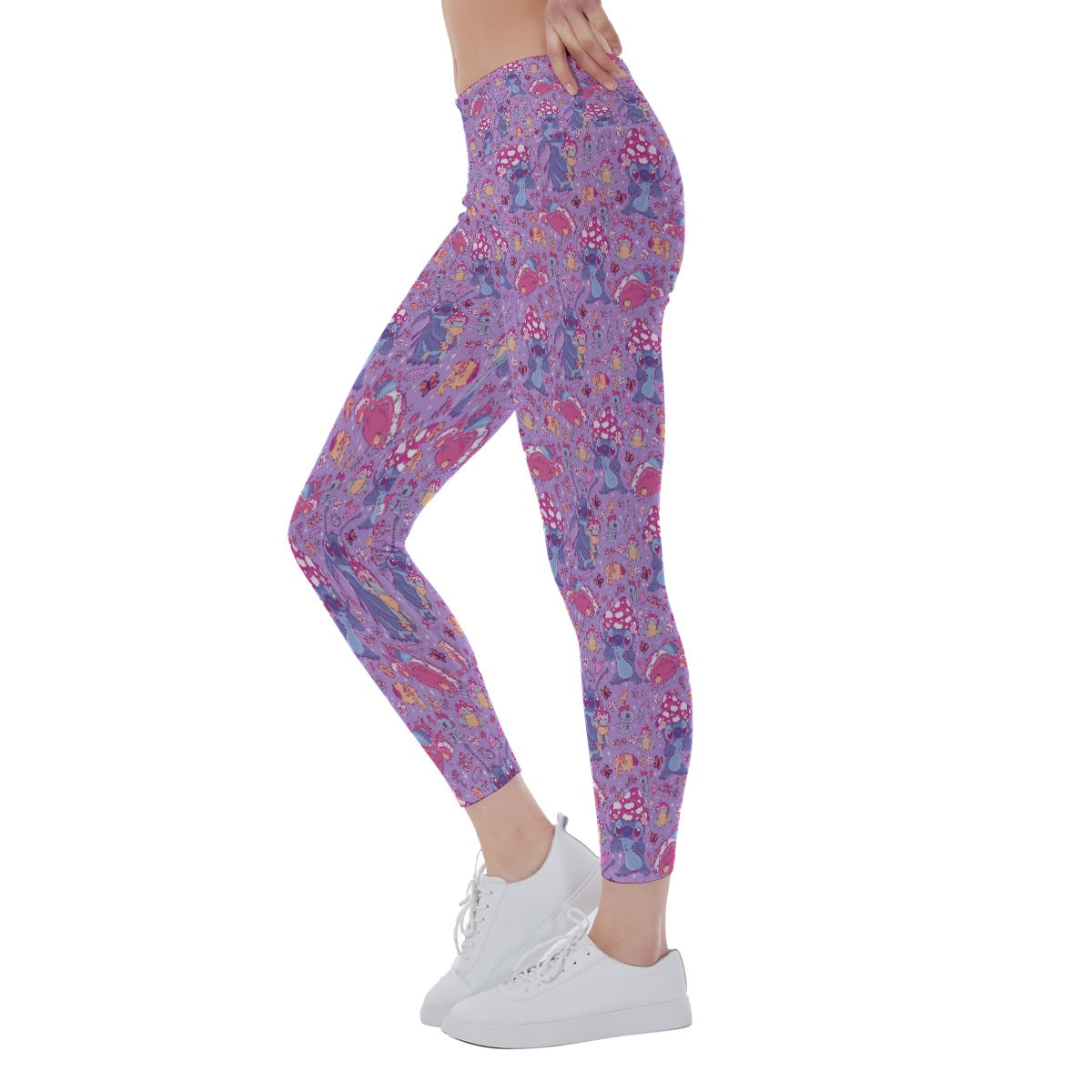 Blue Alien Mushroom Mischief - Women's Yoga Leggings