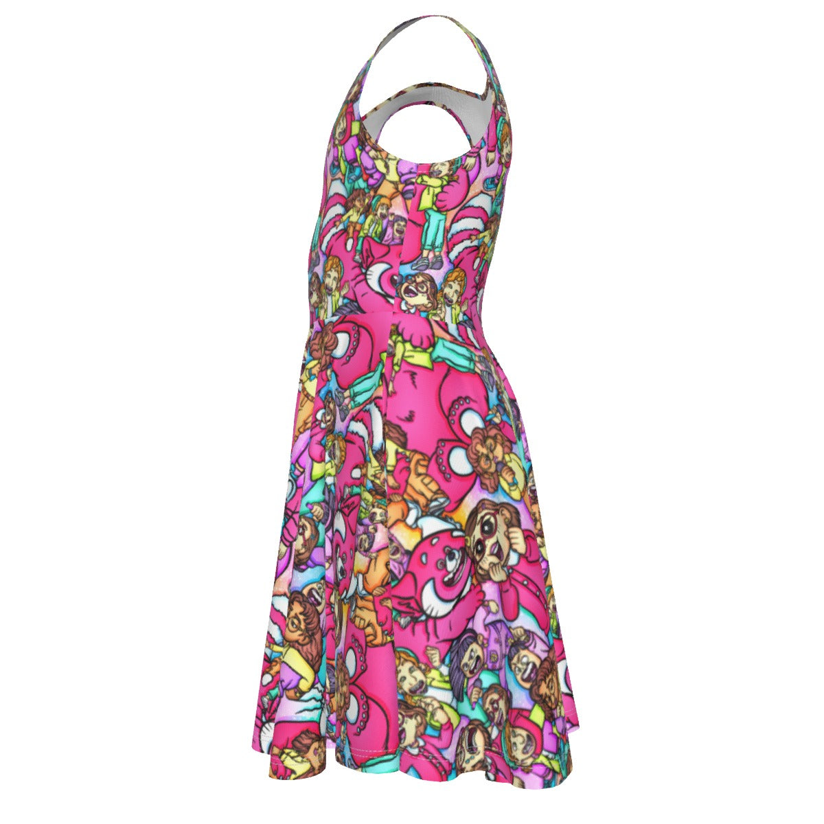 Red Panda Chaos Scenes - Kid's Sleeveless Skater Dress