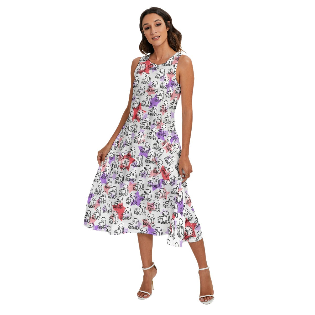 White Robot Balala - Women’s Diagonal Pocket Midi Dress