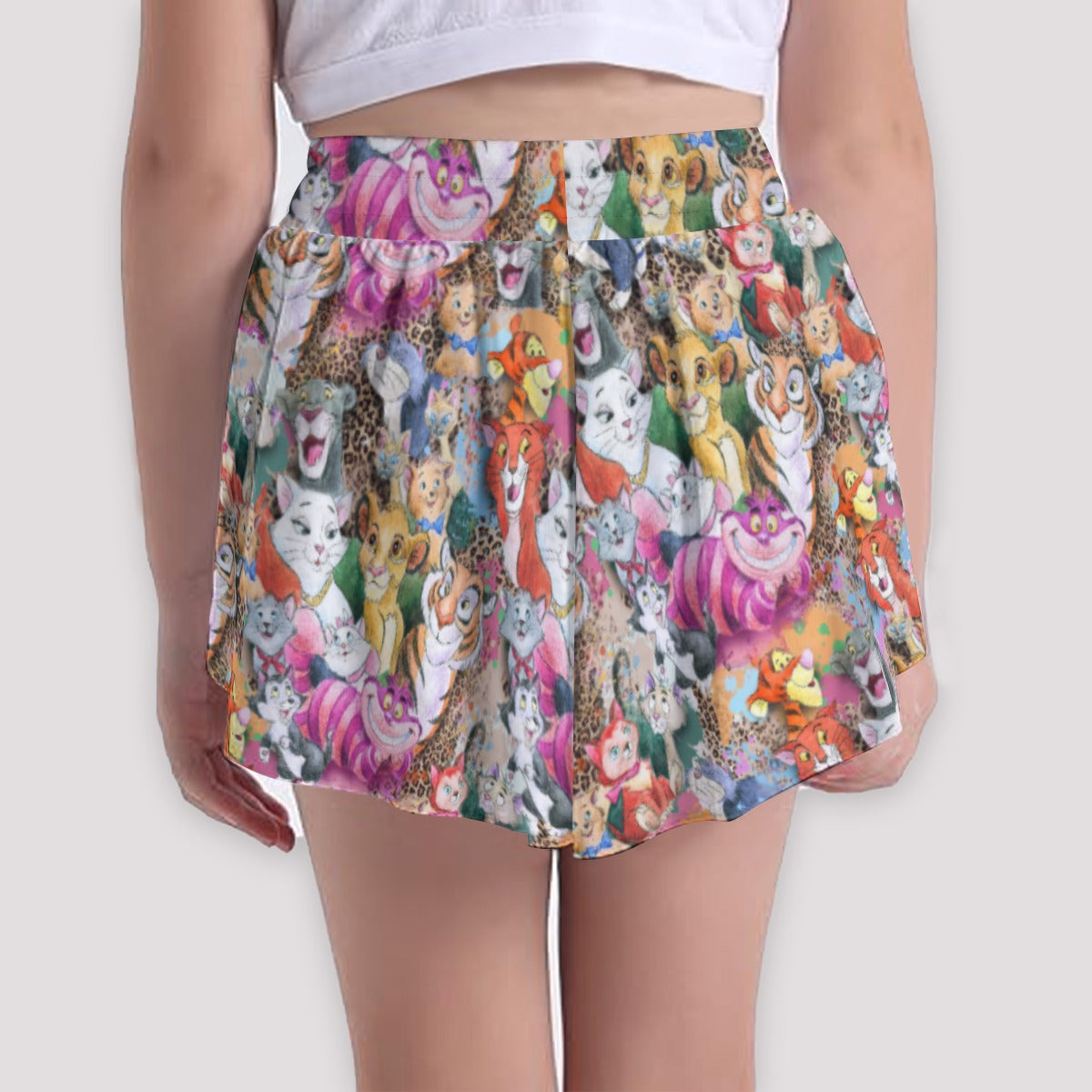 Whimsical Storybook Cats - Girls’ Flowy Pocket Shorts