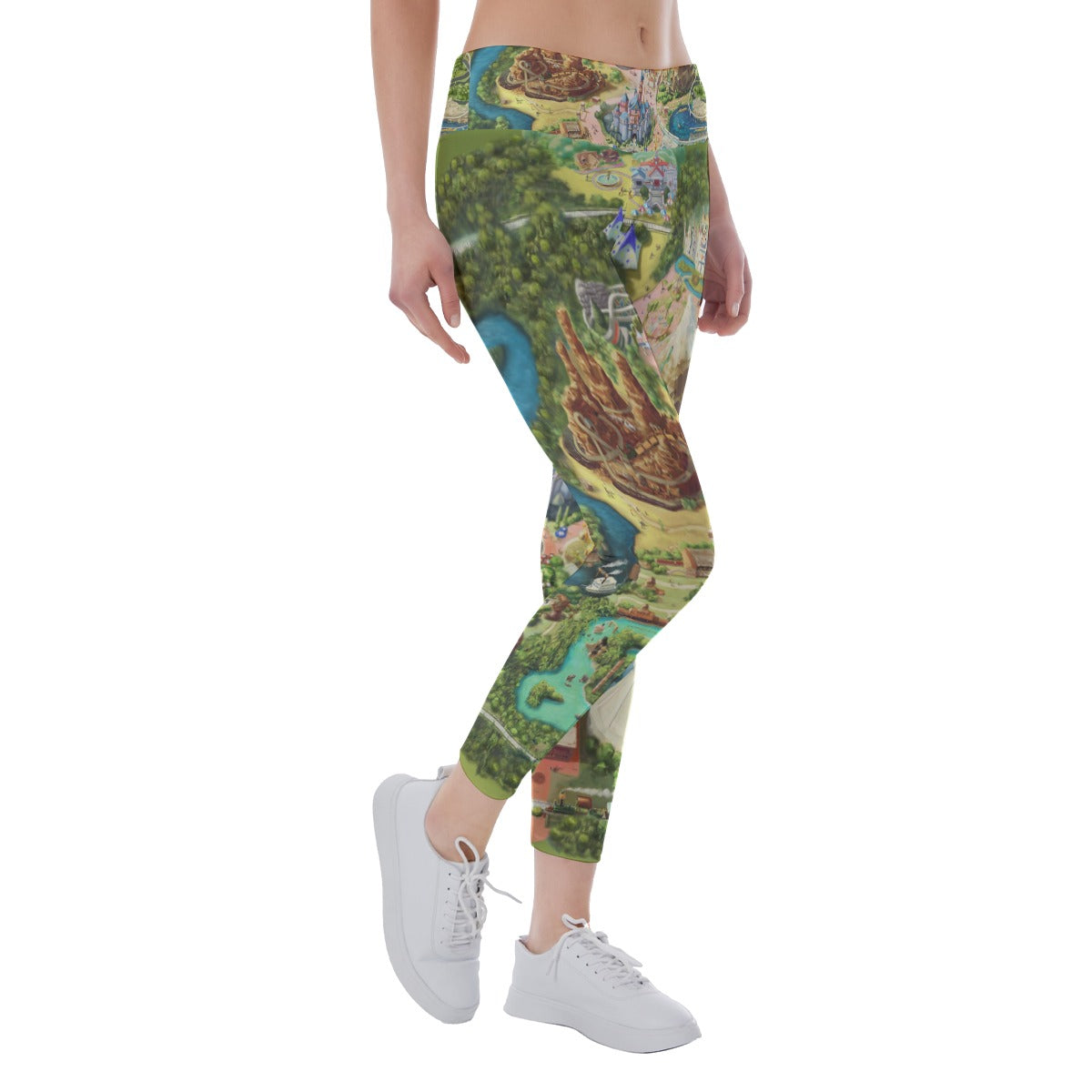 Colorful Theme Park Map - Women's Yoga Leggings
