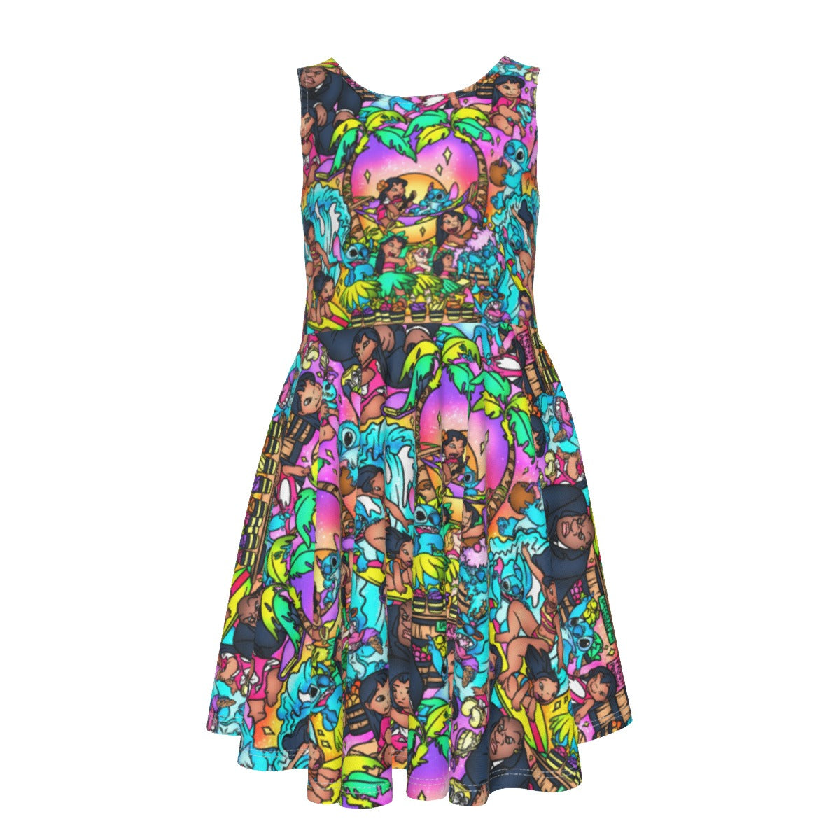 Ohana Island Storybook Scenes - Kid's Sleeveless Skater Dress
