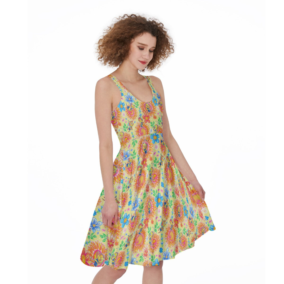 Buzzing Garden Buddy - Pocket Midi Skater Dress