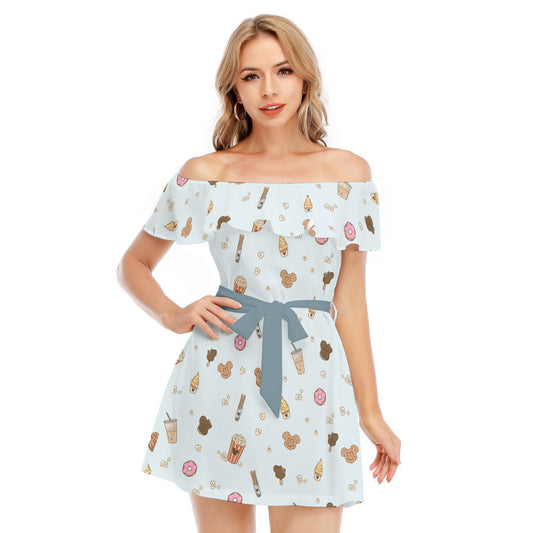 Minimal Snackcore - Women's Off-shoulder Ruffle Dress