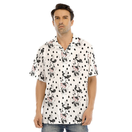 Sketch of Polka Dot Mouse - Men's Hawaiian Button Up Shirt