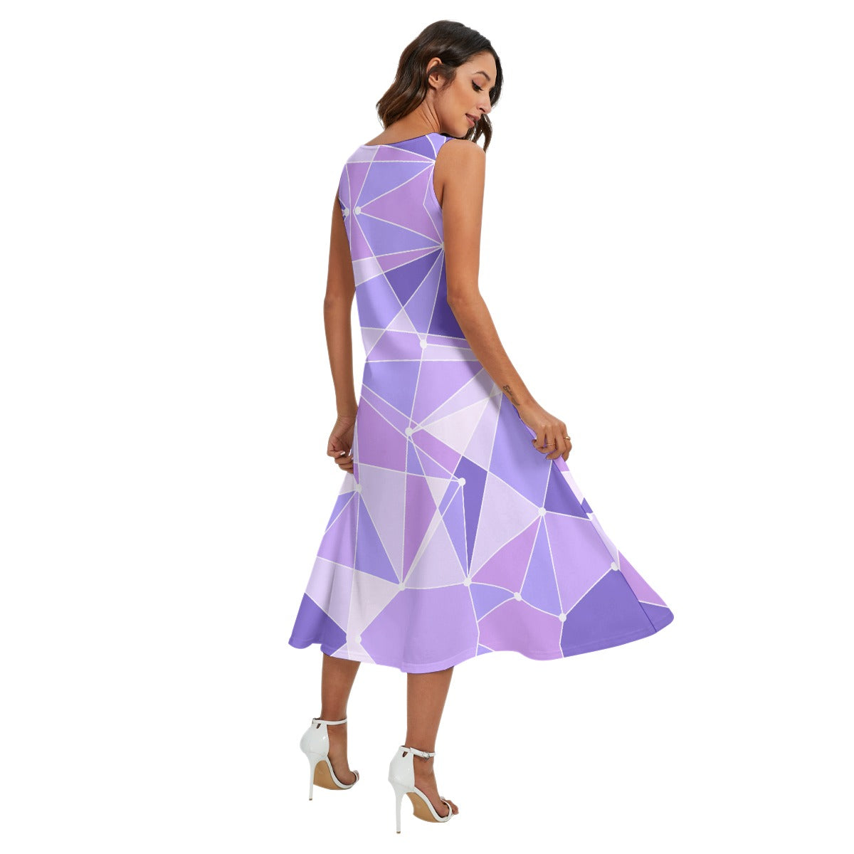 Geometric Purple Wall - Women’s Diagonal Pocket Midi Dress
