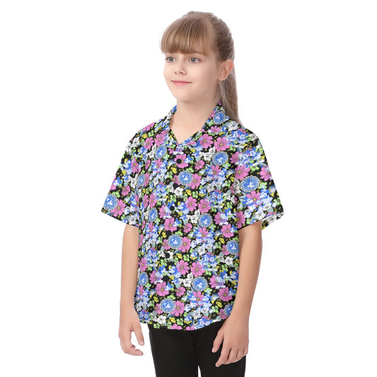 Garden Whimsy - Retro Mickey & Minnie - Kid's Hawaiian Button Up Shirt
