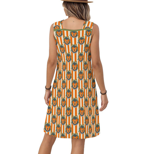 Pumpkin Cameo Stripes - Women's Ring Strap Summer Dress