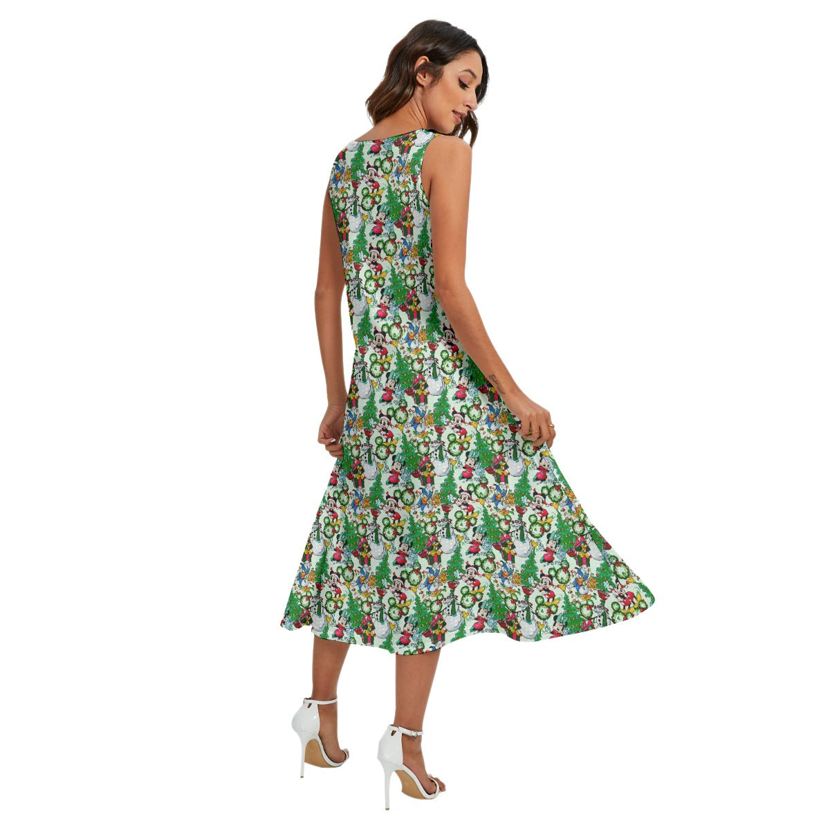 Mouse Friends Christmas Decorationsions - Women’s Diagonal Pocket Midi Dress
