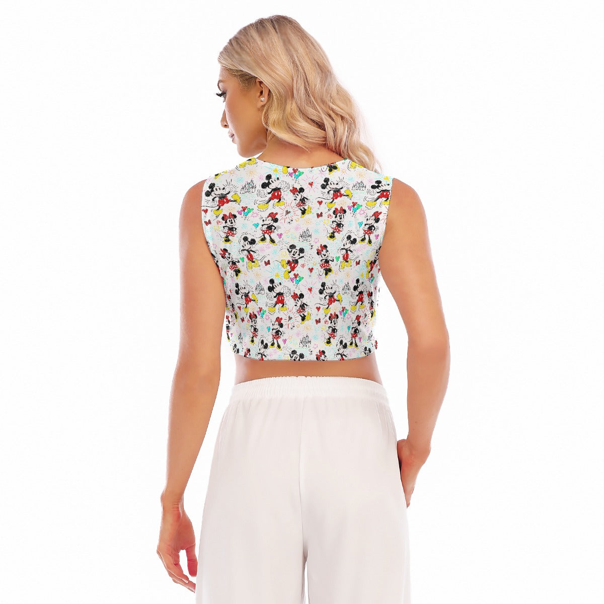 Doodle Mouse Magic - Women’s Sleeveless Cropped Tee
