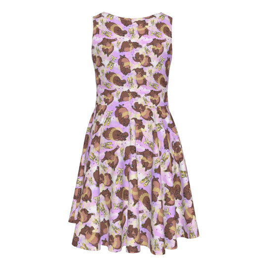 Ballerina Hippos - Kid's Sleeveless Skater Dress