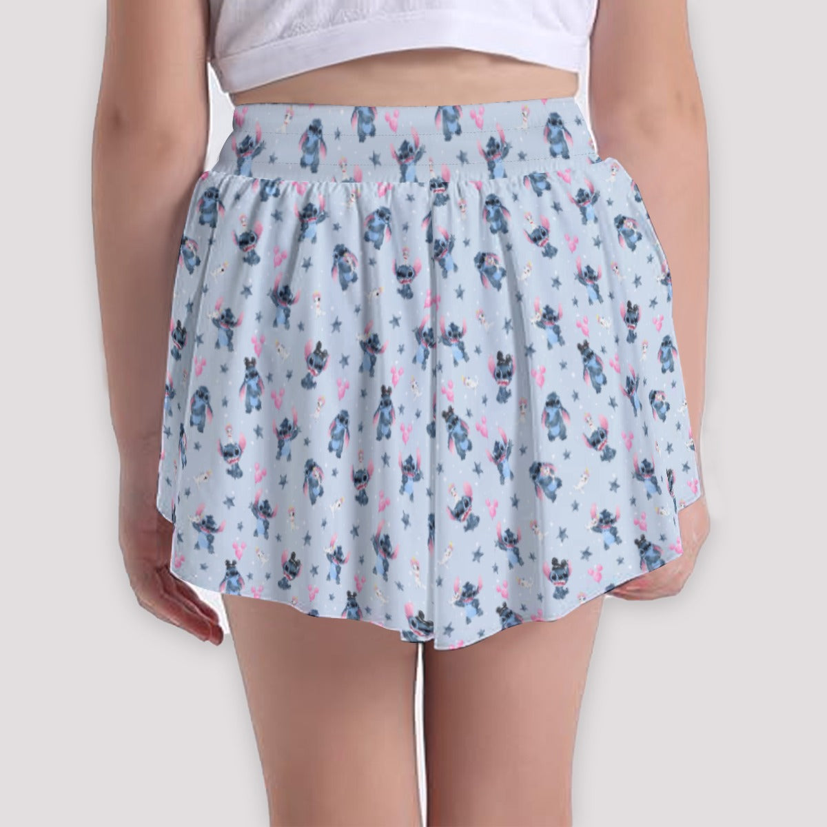 Happy Blue Alien - Girls’ Flowy Pocket Shorts