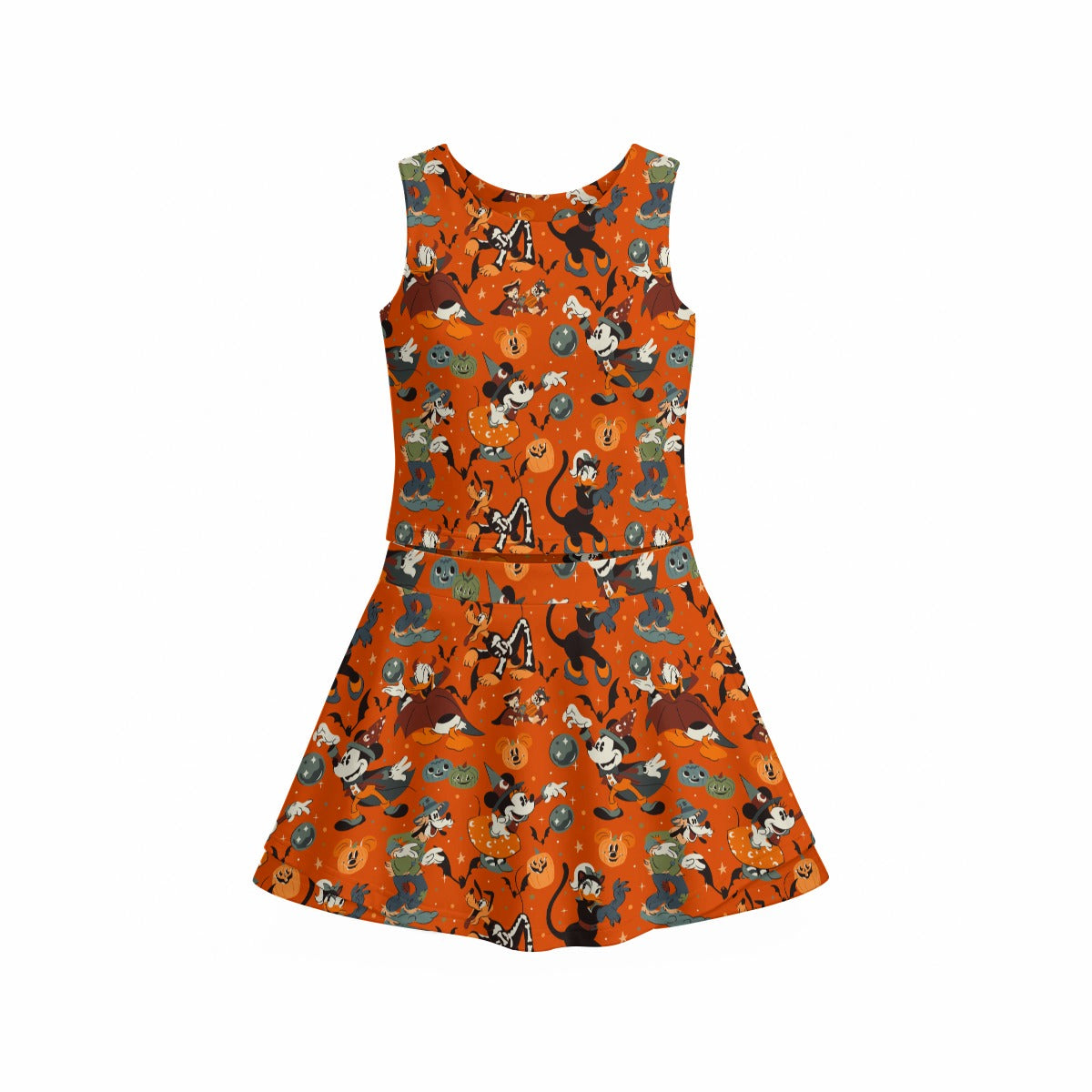 Vintage Halloween Parade - Women’s Athletic Skort Set with Open-Back Crop Top