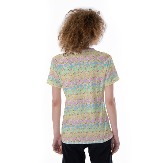 Gold Dot Rainbow Mouse Ears Castle - Women's Short Sleeve V-Neck T-Shirt