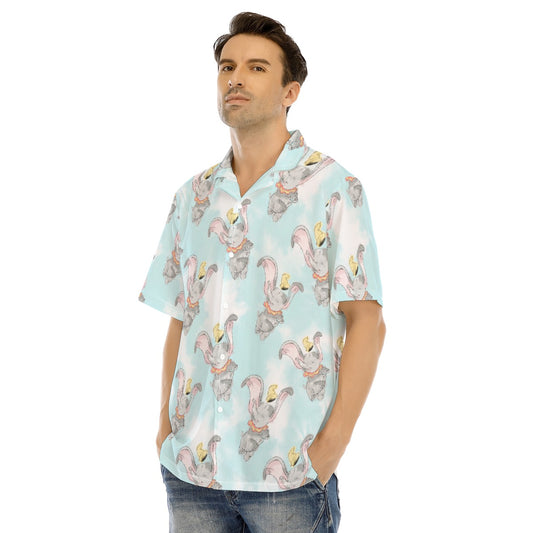 Sketch of Flying Elephant - Men's Hawaiian Button Up Shirt
