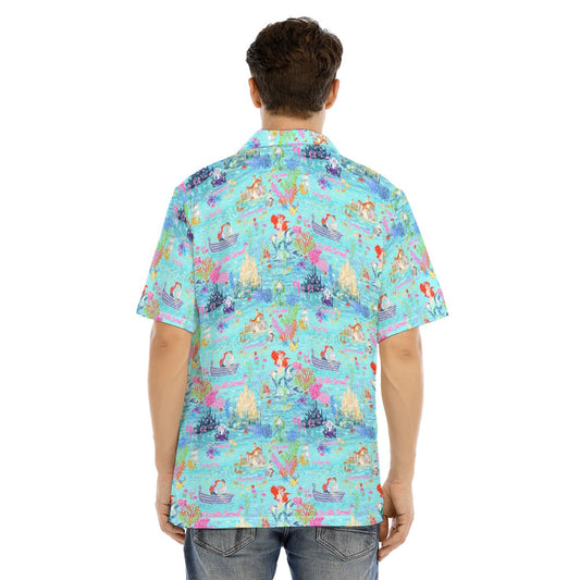 Ariel’s Ocean Wonderland - Men's Hawaiian Button Up Shirt