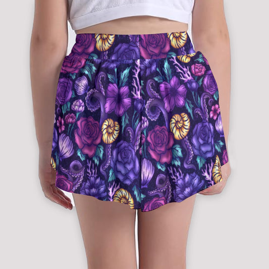 Fairytale Florals – Dark Sea Witch - Girls’ Flowy Pocket Shorts