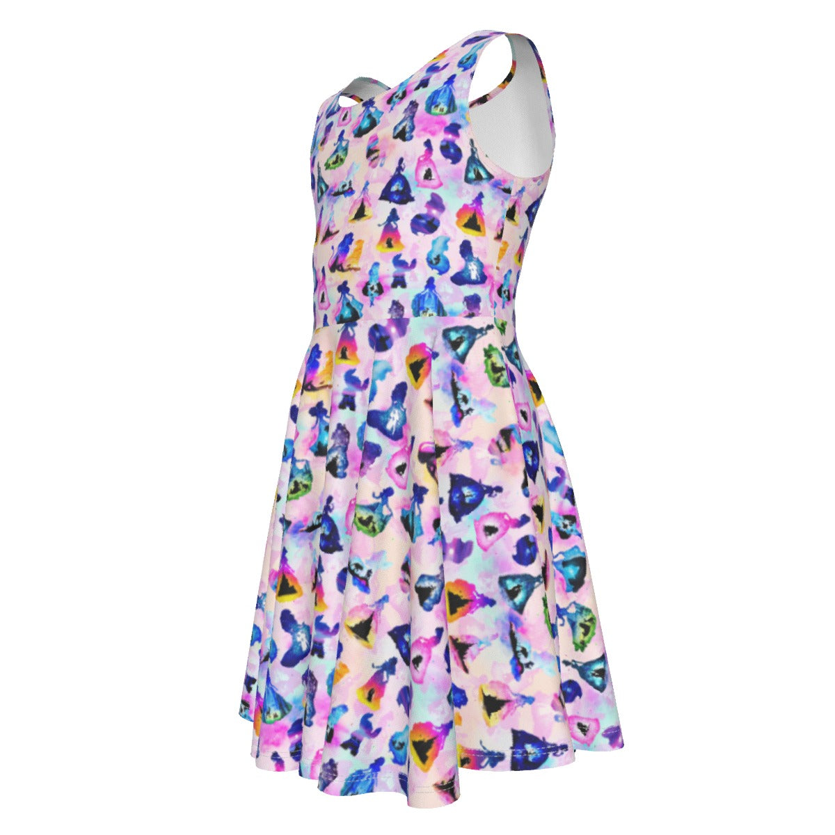 Princess And Classic Animation Silhouettes - Kid's Sleeveless Skater Dress