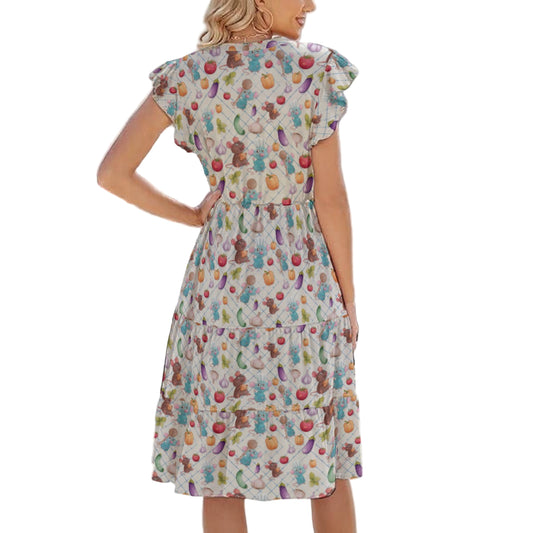 Ratatouille Veggies - Women's Tiered Pocket Midi Dress