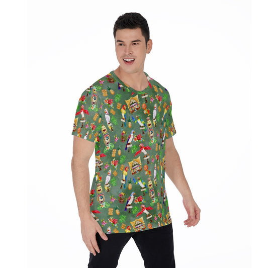 Orange Bird & Tiki Friends - Men's Short Sleeve T-Shirt