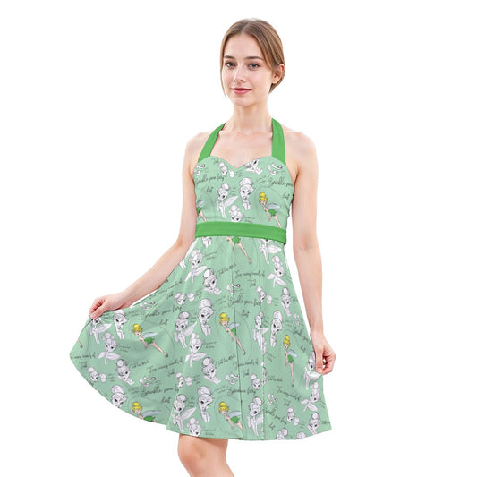 Drawing Pixie Fairy - Women's Halter Vintage Pocket Dress