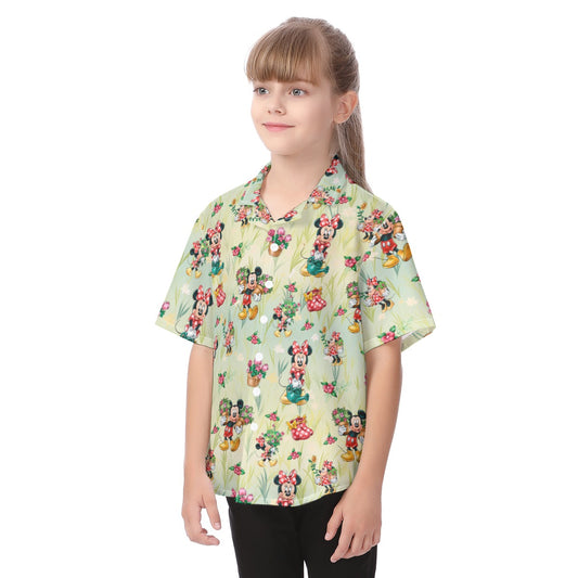 Garden Mouse Helpers at Work - Kid's Hawaiian Button Up Shirt